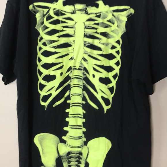 Jerzees skeleton glow in the dark Halloween black T-shirt size XL - Picture 4 of 9